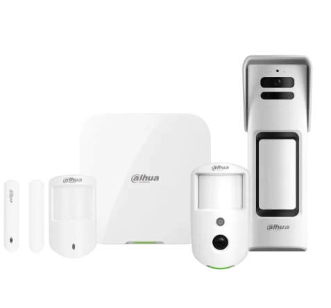 Zestaw białych czujników ruchu i kontaktronów magnetycznych marki Dahua do systemów alarmowych - profesjonalny montaż i dobór sprzętu Winkam Rybnik.